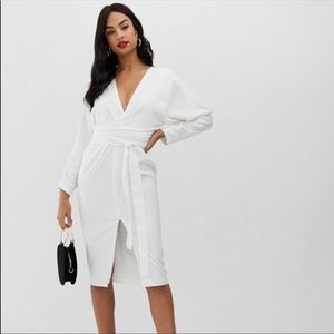 *Reposh* ASOS white Satin batwing midi dress